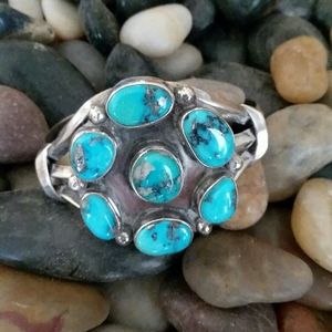 Navajo Sterling Silver Turquoise Cuff Bracelet